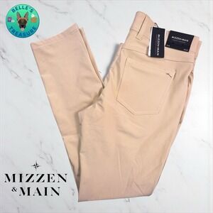 Mizzen+Main Helmsman Pants Mens 30x32 Chino Khaki Stretch Slim Fit Tapered Leg